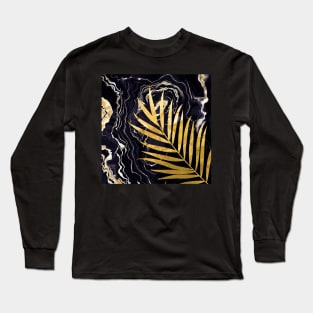 Black Gold marble tropic Long Sleeve T-Shirt